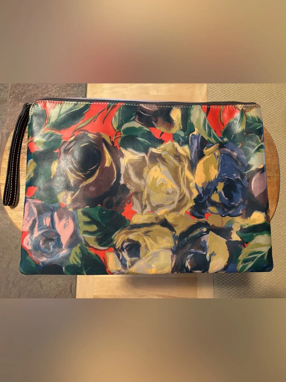 Patricia Nash Braga Leather Large Laptop Bag Clutch Winter Bloom 15” x 10.5”
